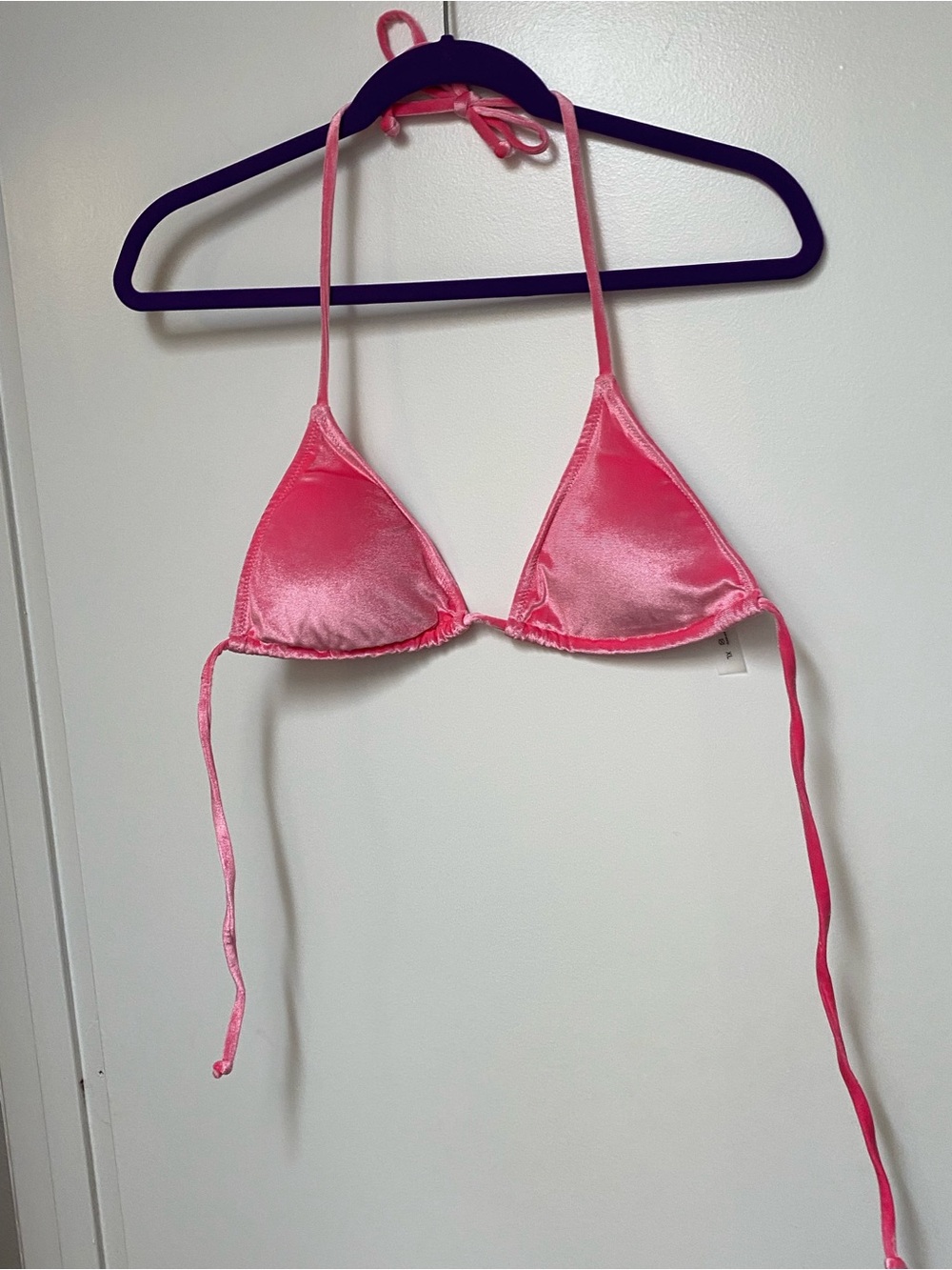 SHEIN hot pink velvet tie bikini swimsuit XL NWT